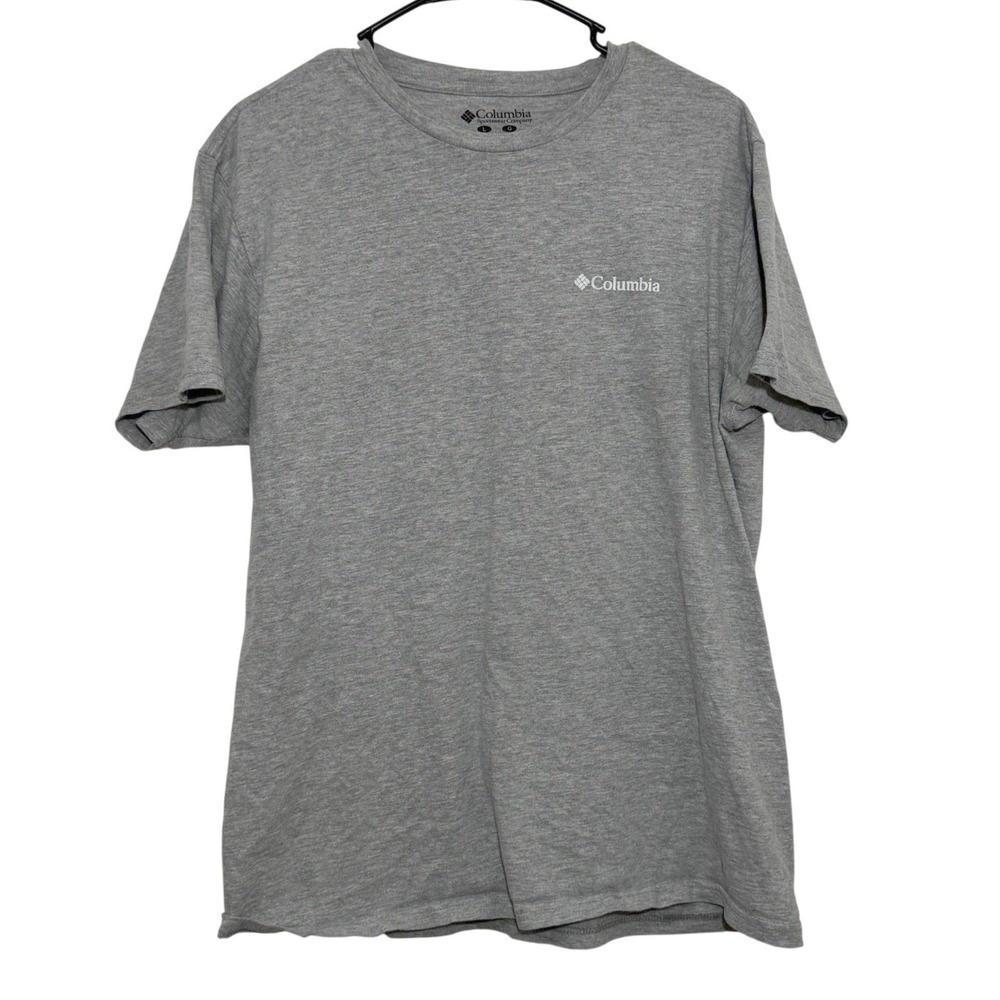 Columbia Mens Large Gray Graphic T-Shirt American Flag‎ Eagle Short Sleeve Tee